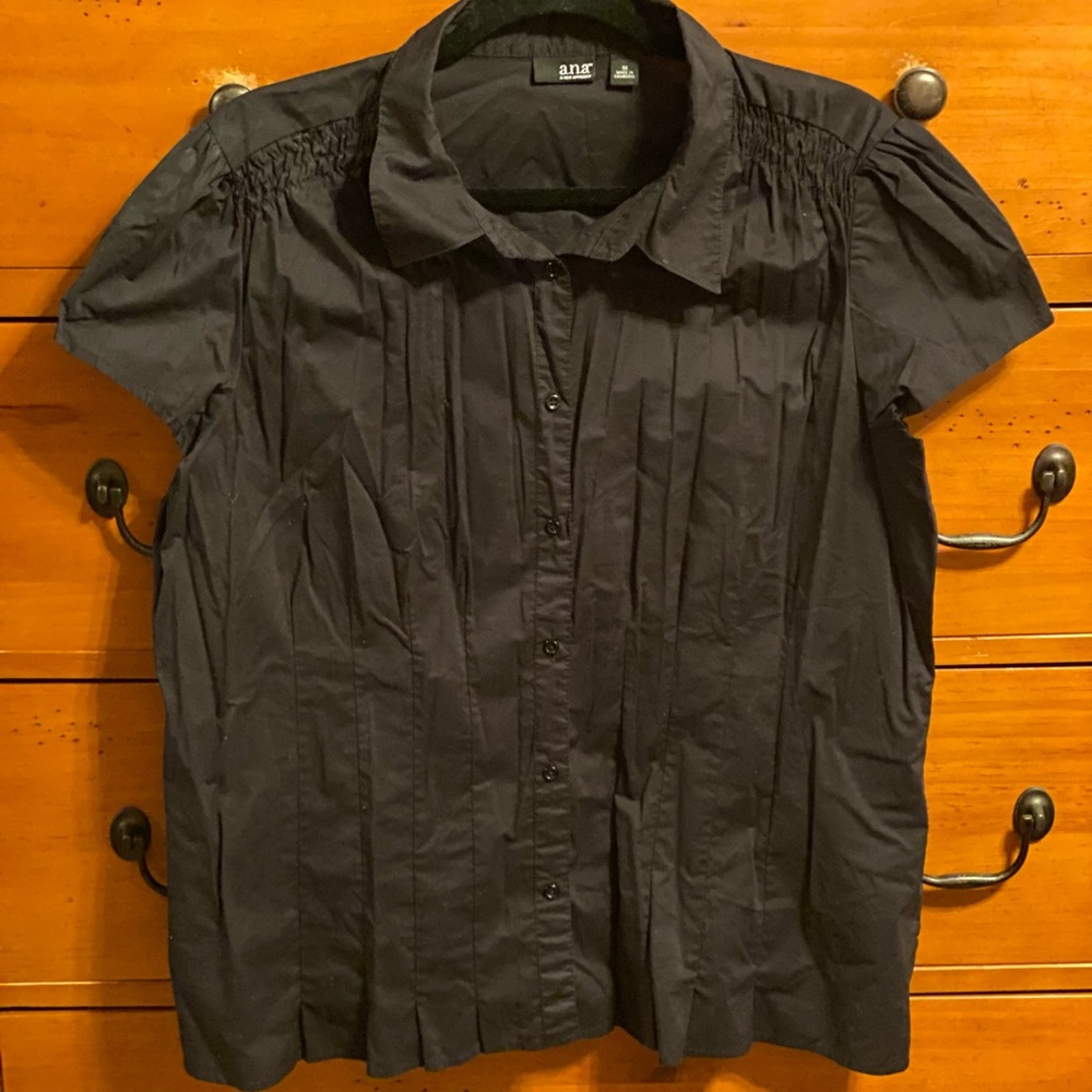 Black cap sleeve blouse by a.n.a.